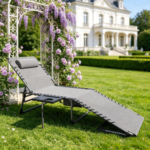 English Elm Adjustable Outdoor Chaise Lounge Set with Mesh Fabric Steel Frame and Removable Cushions T3971P506100