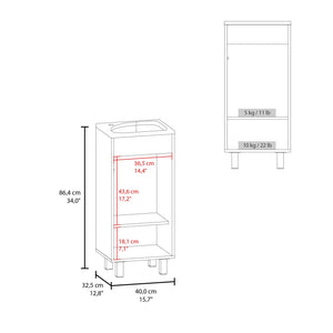 English Elm Bathroom Sleek Single-Door Vanity with Integrated Sink — Modern Minimalist Engineered Wood Storage, Durable & Eco-Friendly White 33.86 L x 18.9 W x 11.42 H B097P296886