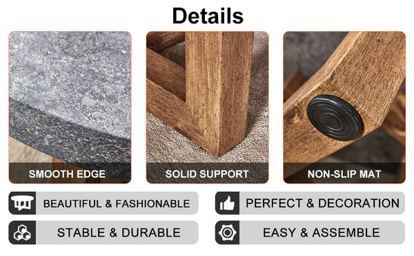 English Elm Modern Gray Texture MDF Round Coffee Table 31.4" – Retro Cross-Leg Design, Thick Top, Sturdy, Sleek Decor W1151P209822