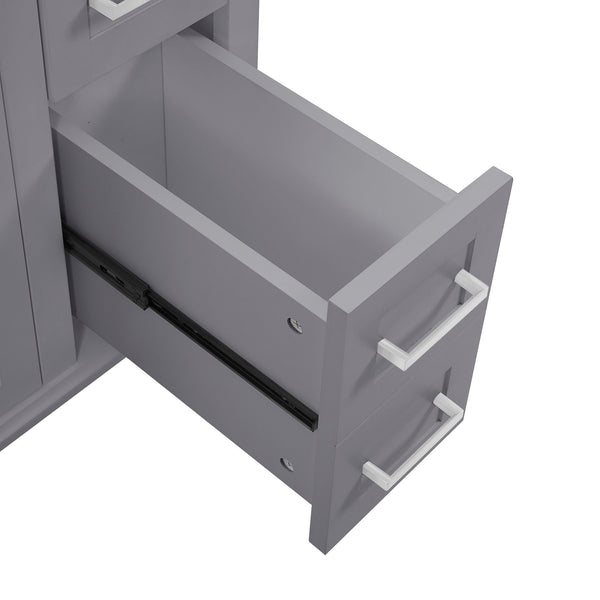 English Elm 30" Freestanding Bathroom Vanity Ceramic Sink Soft Close Cabinet Gray Wood Frame Grey N729P427118E