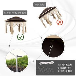 English Elm Outsunny 13' X 13' Hexagonal Pop Up Gazebo With Mesh Netting, Durable Canopy For Outdoor Events & Parties W2225P174258-GIGA