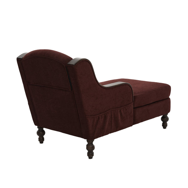 English Elm UNITED Oversized Chaise Lounge Sofa Bed with Solid Wood Arms, High-Resilience Foam, 800lb Capacity and Storage Pockets WINE RED W1568S00210