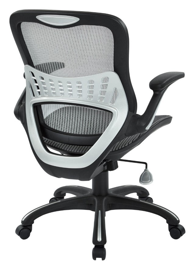 OSP Home Furnishings Mesh Back Ergonomic Manager Chair with Lumbar Support Adjustable Arms for Office Use Grey 69906-2