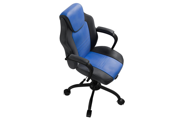English Elm Gaming Ergonomic Office Chair Blue Black Faux Leather Racing Style Adjustable Height Wheels Padded Arms B011P367182