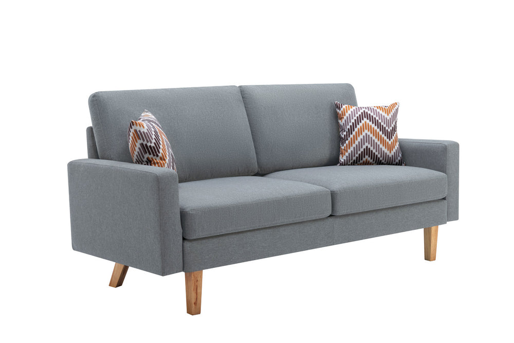 English Elm Bari Linen Upholstered Sofa with Pocket Coil Support and Solid Wood Legs for Living Room Gray B2749P413202