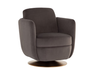 Sunpan Gilley Swivel Lounge Chair - Contemporary Design with Antique Gold Base for Stylish Comfort and Elegance Meg Ash