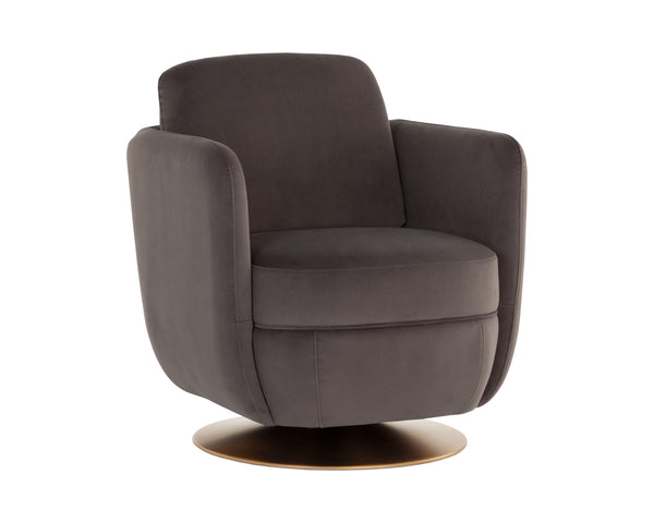 Sunpan Gilley Swivel Lounge Chair - Contemporary Design with Antique Gold Base for Stylish Comfort and Elegance Meg Ash