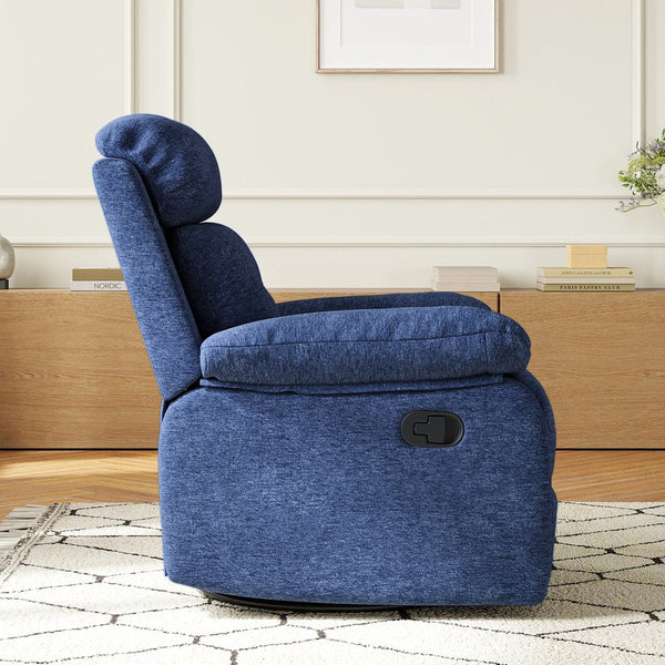 English Elm Small Swivel Rocker Recliner Compact Upholstered Accent Chair for Bedroom T3623P434287