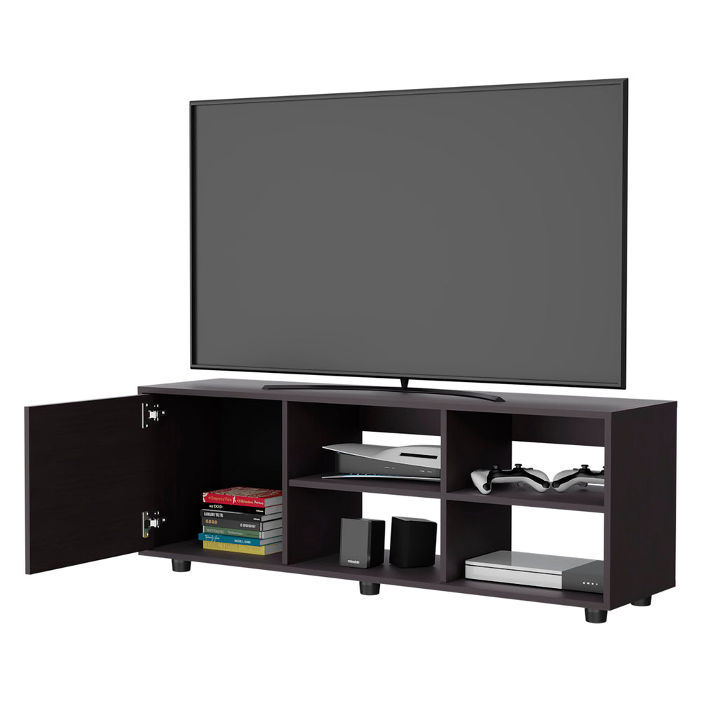 English Elm FM Parker TV Stand with Door and Open Shelves for Large TVs, Minimalist Storage and Modern Style Wenge 53 L x 21 W x 5 H B128P269886
