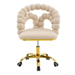 English Elm Set of Velvet Bubble Ball Chain Accent Chair with Sculptural Backrest for Living Room Beige,Gold W3875P370849