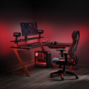 OSP Home Furnishings Avatar Battlestation Gaming Desk Red