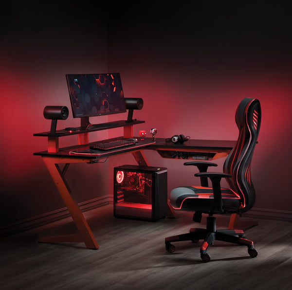 OSP Home Furnishings Avatar Battlestation Gaming Desk Red