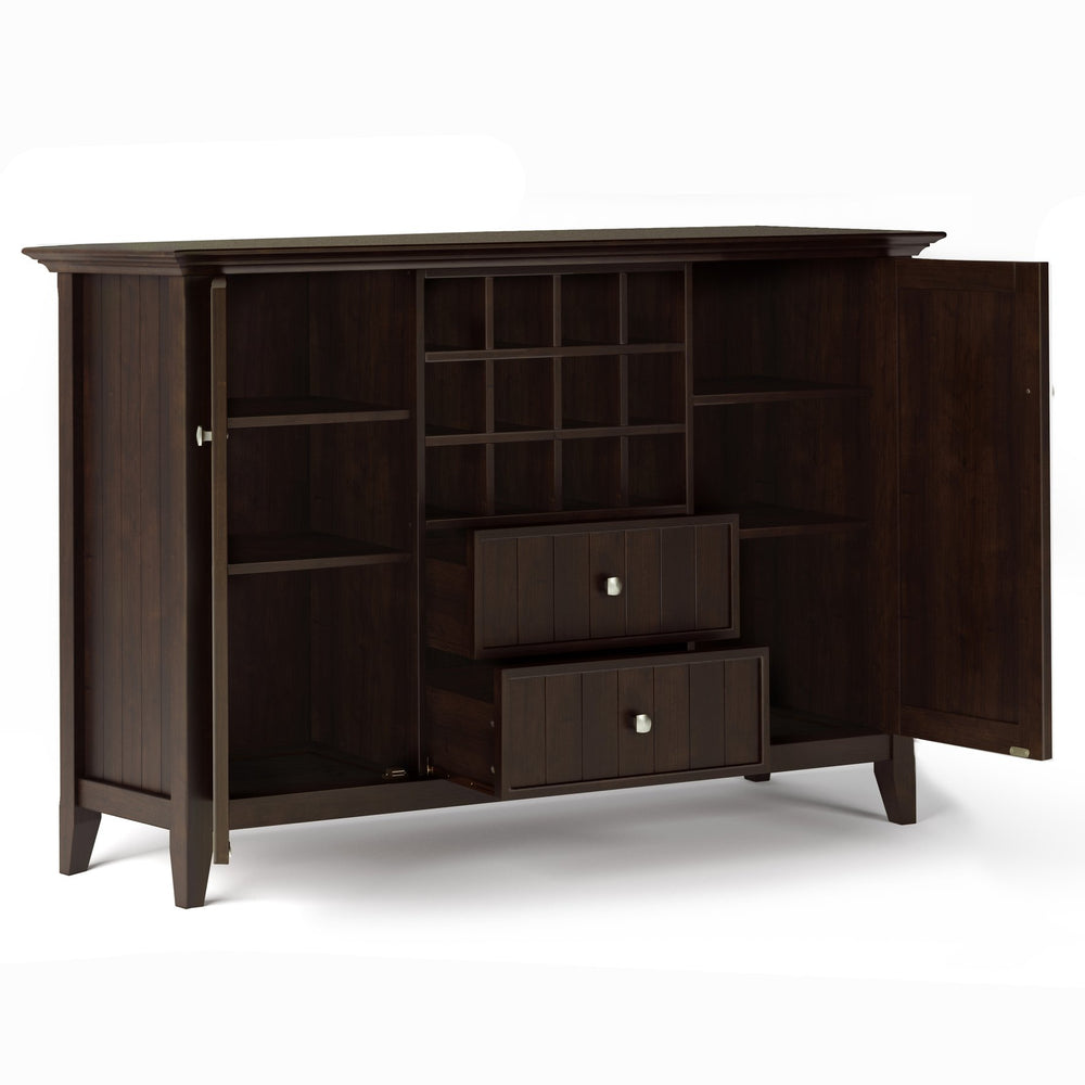 English Elm Bedford Sideboard Buffet With Wine Rack - Elegant Dark Chestnut Brown Storage For Dining Rooms B136P158482