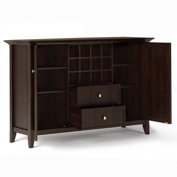 English Elm Bedford Sideboard Buffet With Wine Rack - Elegant Dark Chestnut Brown Storage For Dining Rooms B136P158482