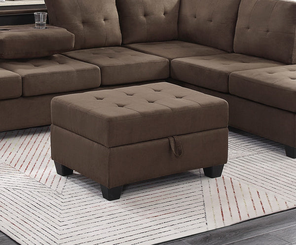 English Elm Modern Microfiber Sectional Sofa with Tufted Cushions Reversible Chaise and Built-in Cupholders Chocolate B011S00932