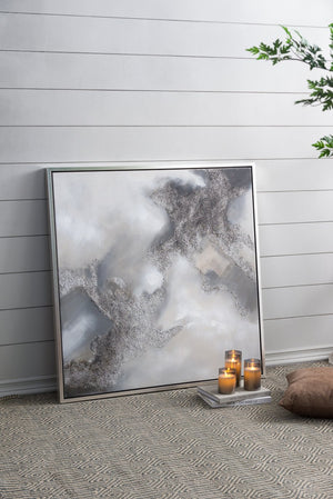 English Elm 39.4X39.4" Stormy Skies Framed Hand-Painted Wall Art - Evocative Modern Decor For Tranquil Spaces W2078P313333