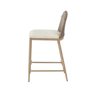 English Elm 25" Farmhouse Counter Stools Set of 2 Woven Rattan Back Iron Frame Kitchen Island N762P329154D