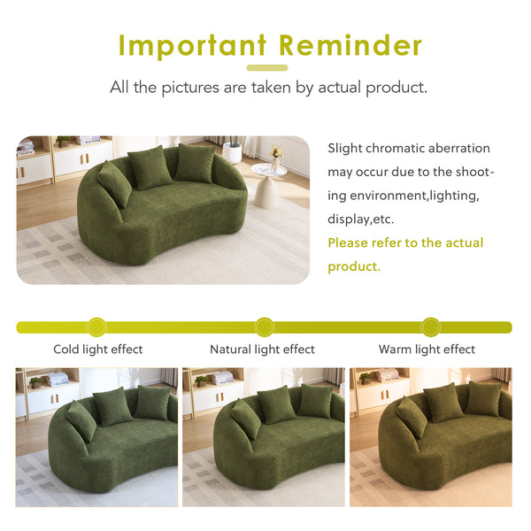 English Elm Ly-049s Curved Chenille Loveseat with Boneless Frame for Modern Living Spaces Green W2231P402441