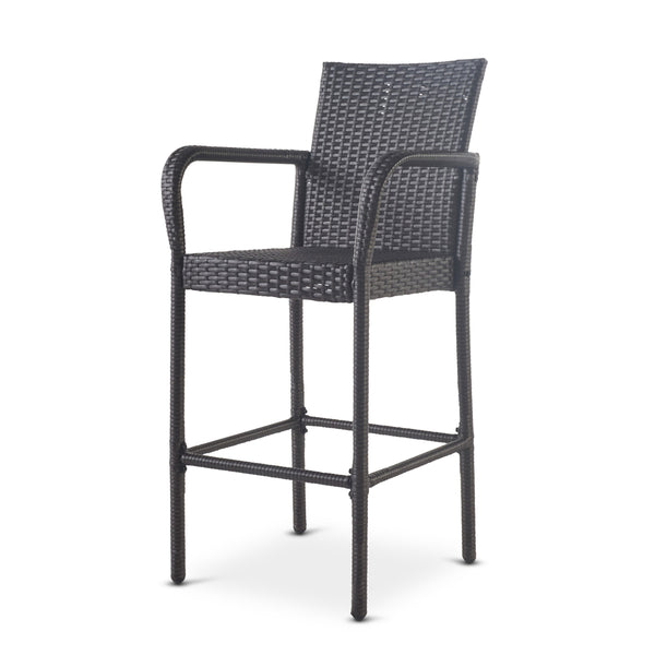 English Elm Christopher Knight Home® - Littleton Outdoor Barstool Set Of 2 - Stylish Grey Wicker For Modern Patios & Poolside Relaxation 57113.00GRY