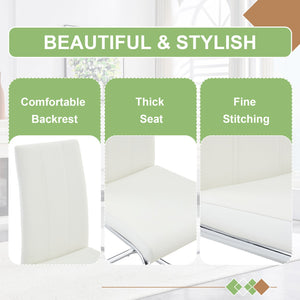 English Elm 4-pack Pu High-back Dining Chairs with Powder-coated Metal Legs for Modern Kitchens White W3875P372869