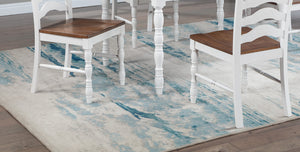 English Elm White 5-Pc Dining Set Rustic Ranch Style Table and 4 Ladder-Back Chairs with Woodgrain Top, Ergonomic Comfort Oak,White 51 L x 40 W x 13 H B011P313697