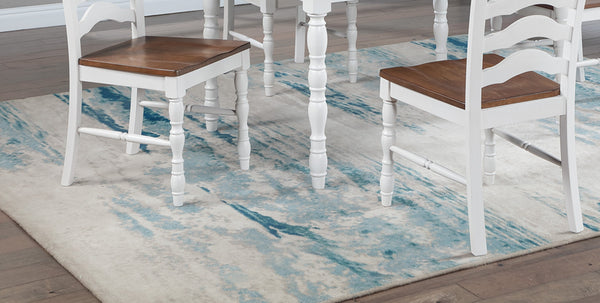 English Elm White 5-Pc Dining Set Rustic Ranch Style Table and 4 Ladder-Back Chairs with Woodgrain Top, Ergonomic Comfort Oak,White 51 L x 40 W x 13 H B011P313697