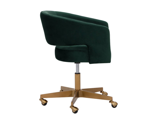 Sunpan Claren Modern Office Chair with Stylish Curvy Design and Elegant Gold Stainless Steel Base Deep Green Sky