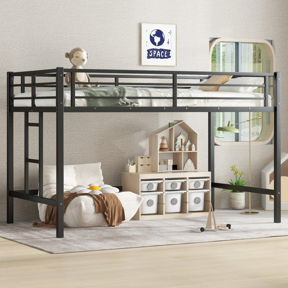 English Elm Twin Metal Loft Bed With Ladder & Guardrails - Stylish Space-Saving Solution For Kids’ Rooms! W1580P309651-GIGA