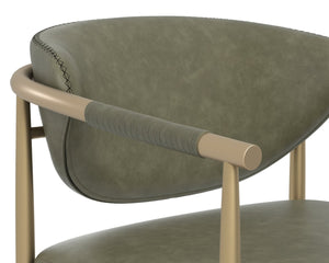 Sunpan HELOISE Dining Armchair - Luxurious Ivanhoe Pine Faux Leather with Gold Stainless Steel Frame 112660
