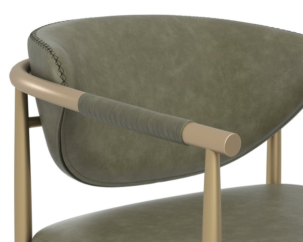 Sunpan HELOISE Dining Armchair - Luxurious Ivanhoe Pine Faux Leather with Gold Stainless Steel Frame 112660