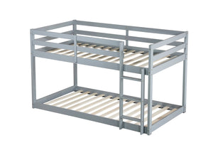 English Elm Solid Rubberwood Twin-Over-Twin Bunk Bed With Ladder – Sturdy, Space-Saving Design In Grey Finish W504P191644-GIGA