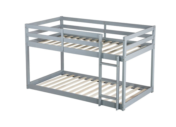 English Elm Solid Rubberwood Twin-Over-Twin Bunk Bed With Ladder – Sturdy, Space-Saving Design In Grey Finish W504P191644-GIGA