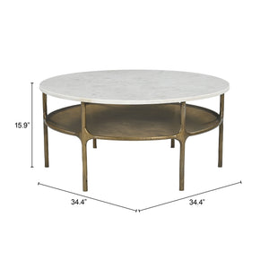 Zuo Modern Bild Coffee Table - Chic White & Brass Design With Luxurious Marble Top For Modern Living Spaces White Natural Marble,Iron 110595-zuo-modern