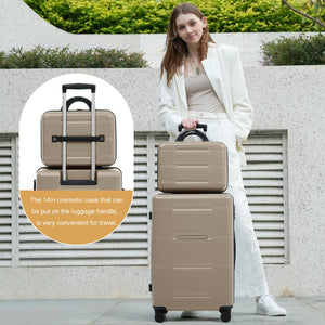 English Elm 6 Piece Hardshell Abs Travel Set with Spinner Wheels Combination Lock and Toiletry Bag Khaki N732P391465K