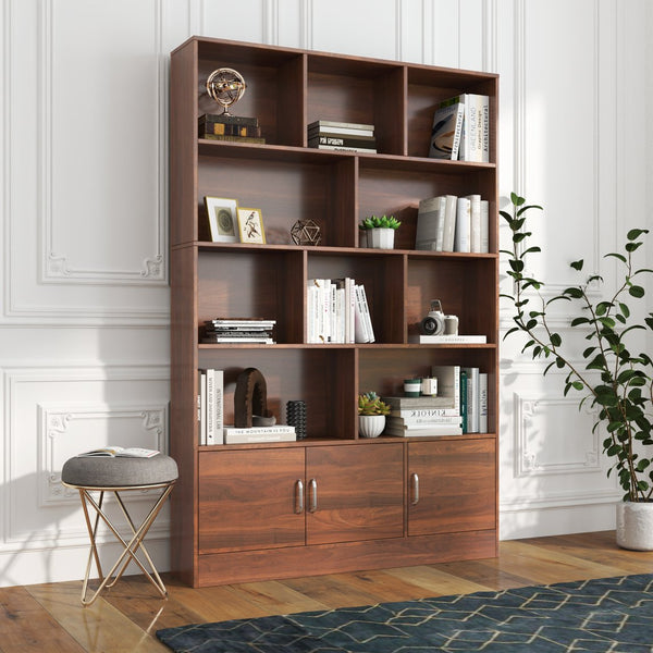 English Elm 70.87" Tall Bookshelf with 10 Cubes & 3 Doors, 4-Tier Modern Cube Organizer for Living Room Office Decor W331P257393
