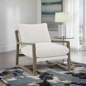 English Elm O'brien Boucle Accent Chair with Ash Wood Frame for Modern Living Rooms B062P441321