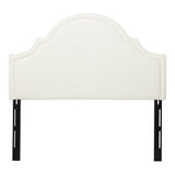 Handcrafted Antique White Upholstered Queen Headboard - Sturdy, Adjustable Height