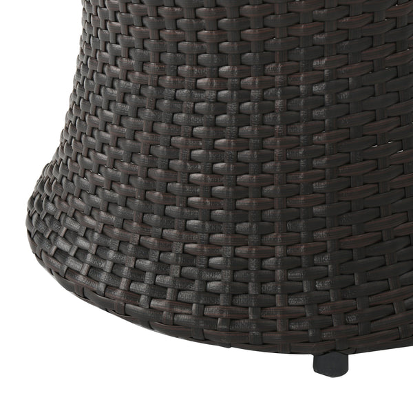 English Elm 19" Kono Hourglass Wicker Side Table Pe Rattan Sculptural Accent for Patio or Living Room Brown Multi N773P362078B