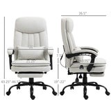 English Elm Vinsetto Microfibre Executive Massage Office Chair, Swivel Computer Desk Chair, Heated Reclining Computer Chair With Lumbar Support Pillow, Cream White