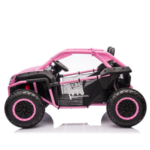 English Elm 24v Two Seater Kids Utv with Parental Remote Dual Motors Four Wheel Suspension Led Pink W1578P198434