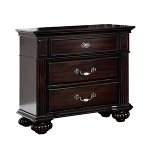 English Elm Syracuse Dark Walnut Nightstand with Antique Brass Hardware for Classic Bedrooms B056P417102