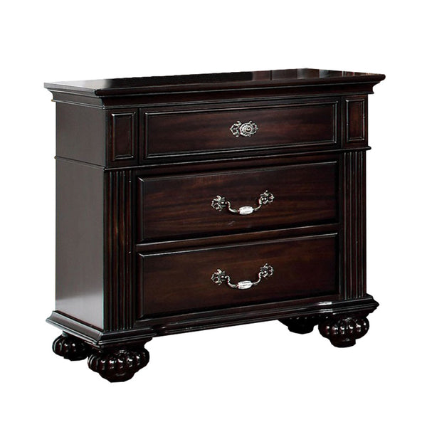 English Elm Syracuse Dark Walnut Nightstand with Antique Brass Hardware for Classic Bedrooms B056P417102