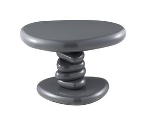 English Elm Charlene Gray High Gloss End Table with 60mm MDF Top & Metal Base, Contemporary 40lb Capacity B2726P404307