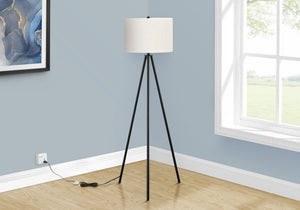 English Elm Lighting, 63" Contemporary Tripod Floor Lamp With Black Metal Frame & Ivory Shade For Any Space B2710P220151