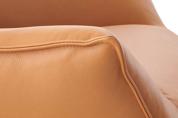 English Elm Zusa Sandstone Top Grain Leather Accent Chair & Ottoman with Metal Frame, Full Foam, Modern Luxe B2726S00389