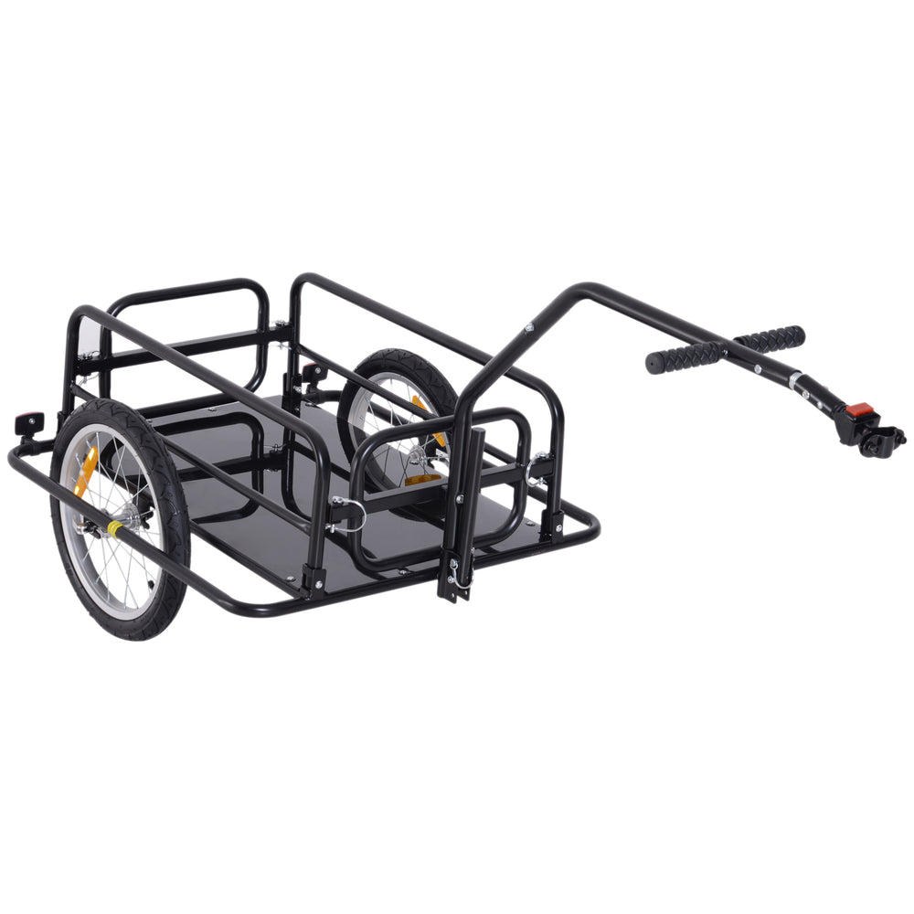 English Elm Aosom Steel Bike Cargo Trailer Foldable Flatbed Cart with 88 Lb Capacity Hitch W2225P200824