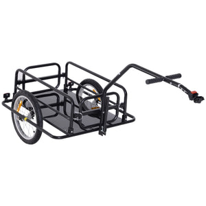 English Elm Aosom Steel Bike Cargo Trailer Foldable Flatbed Cart with 88 Lb Capacity Hitch W2225P200824