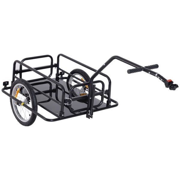 English Elm Aosom Steel Bike Cargo Trailer Foldable Flatbed Cart with 88 Lb Capacity Hitch W2225P200824