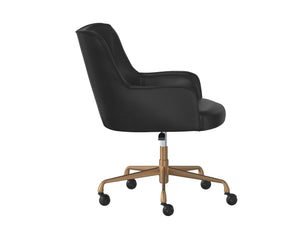 Sunpan Franklin Office Chair - Rustic Mid-Century Modern Design with Bronze Base for Stylish Workspaces Vintage Black