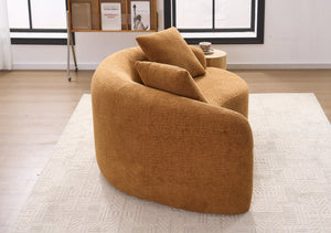 English Elm LY-042 Zen-Inspired S-Curved Dual-Depth Loveseat with Chenille Upholstery, Ready-to-Use Comfort Orange W2231P329720